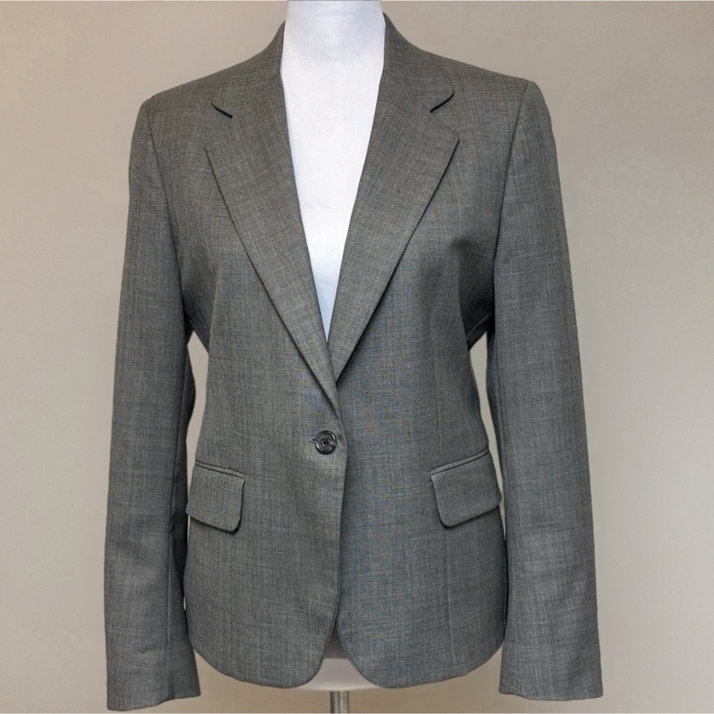 Holland & Sherry Women's Gray Single Button Blazer Size M
